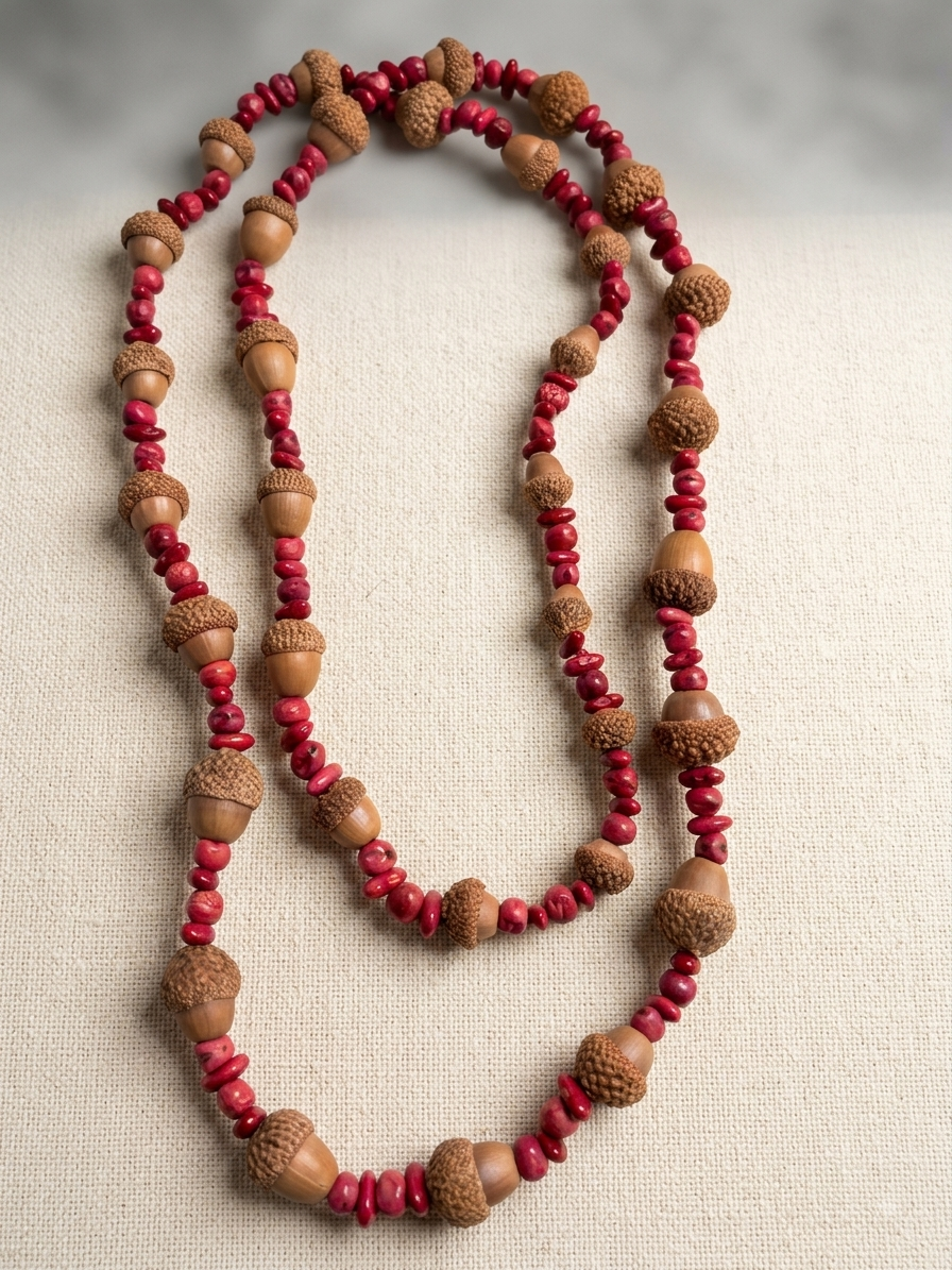 Collar de Semillas Oaxaqueño — Modelo Único~Café y Fucshia