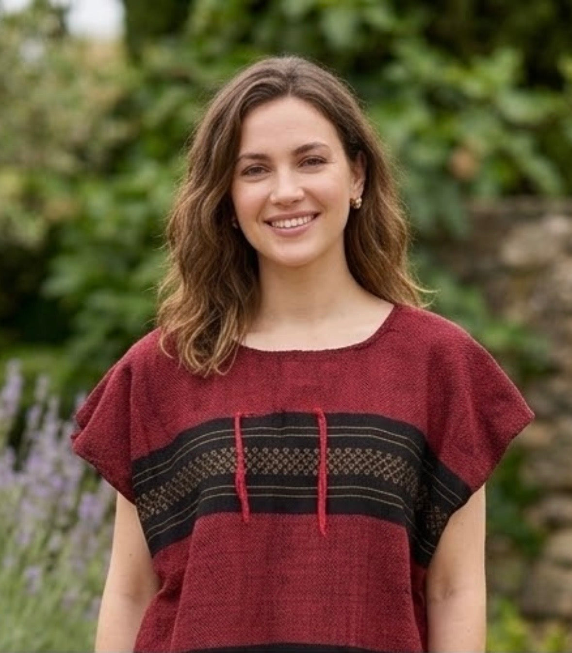Blusa De Telar Oaxaqueña - Rojo Con Negro- Modelo Único