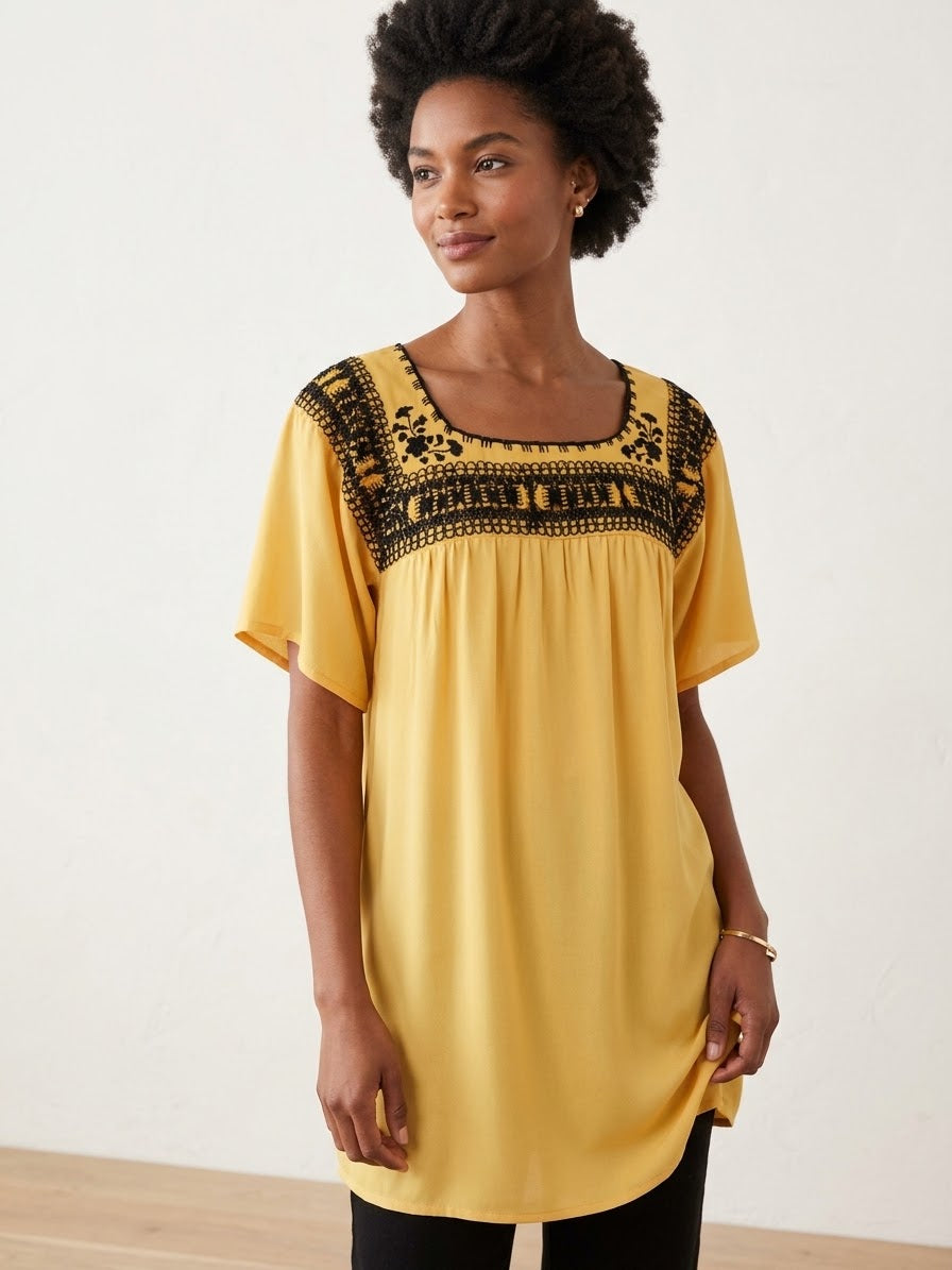 Blusas Deshiladas Oaxaqueñas-Amarillo y Roja-Modelos Únicos