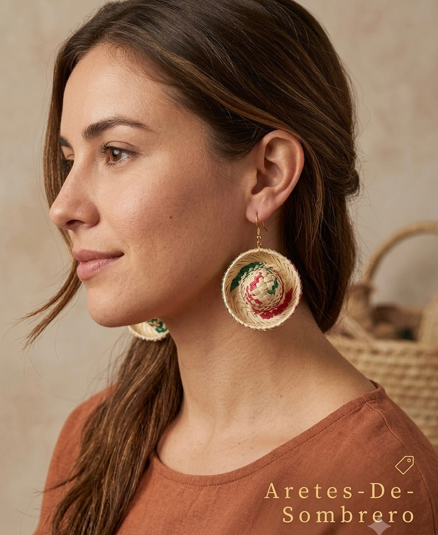 Aretes de Palma ~Forma De Sombreros ~ Modelo Único