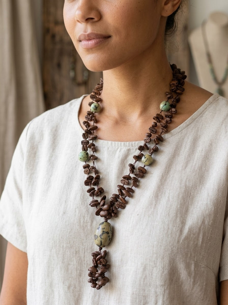 Collar De Semillas De Cafe - Modelo Único