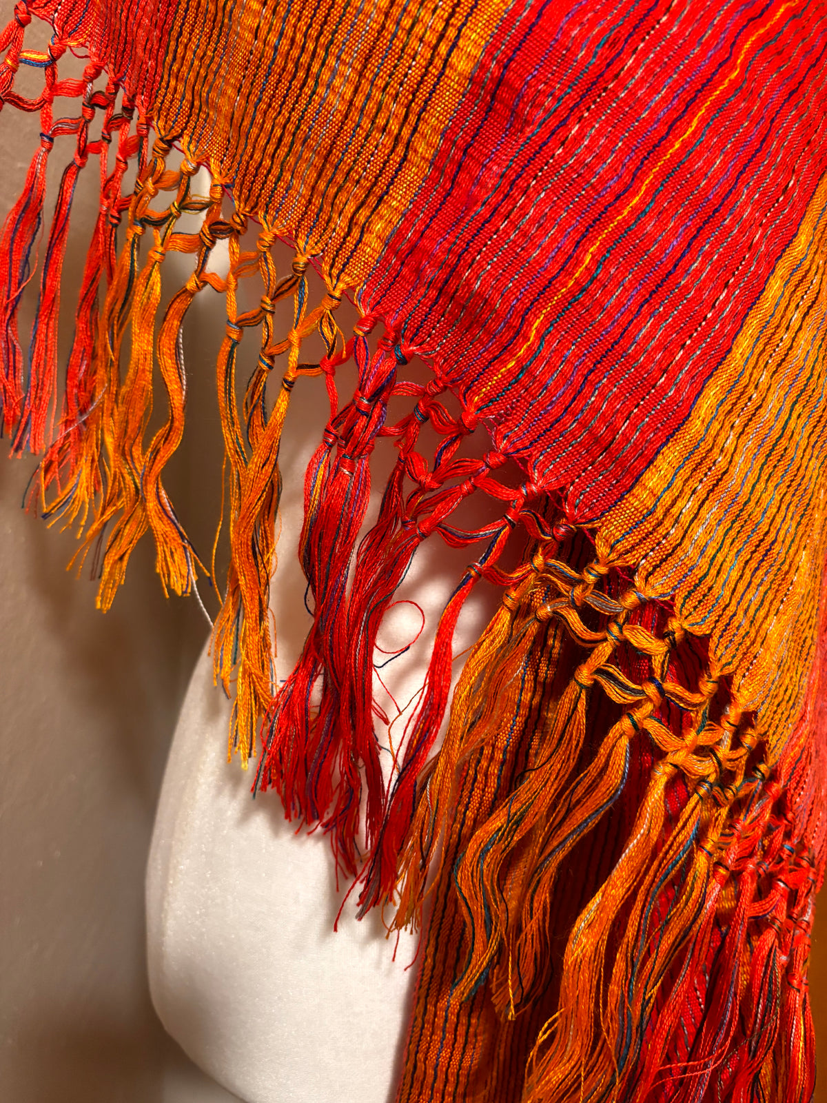 Rebozo De Telar - Naranja Con  Dorado