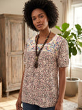 Blusa Floreada Deshilada - Cafe