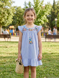 Vestido Niña de Algodón Rayado con Bordado – Talla 4