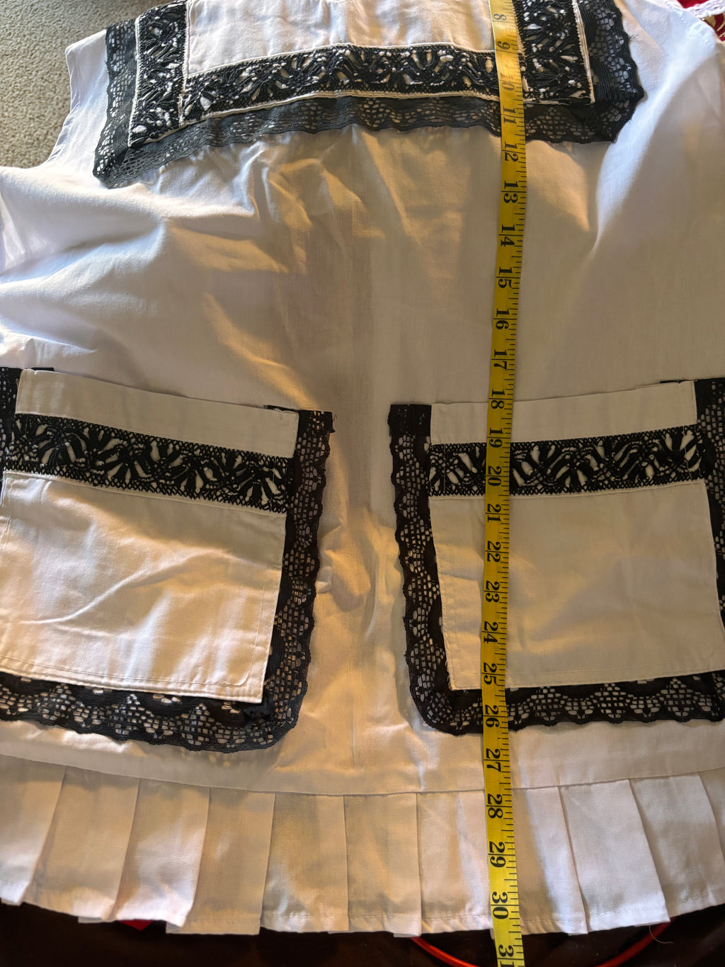 Mandil Deshilado Con Encaje-Blanco