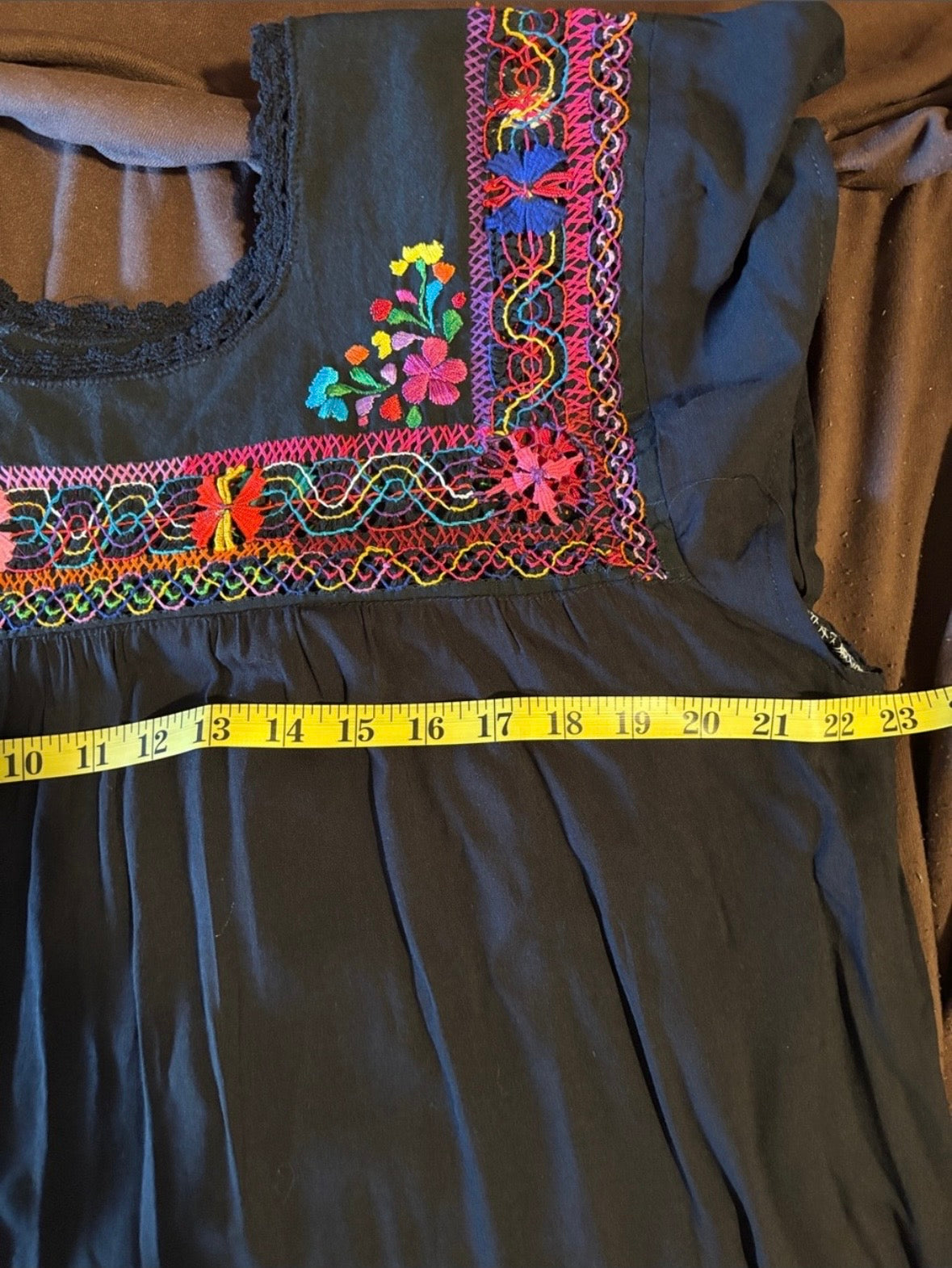 Vestido Negro Deshilando De Colores Oaxaqueño ~ Modelo Único