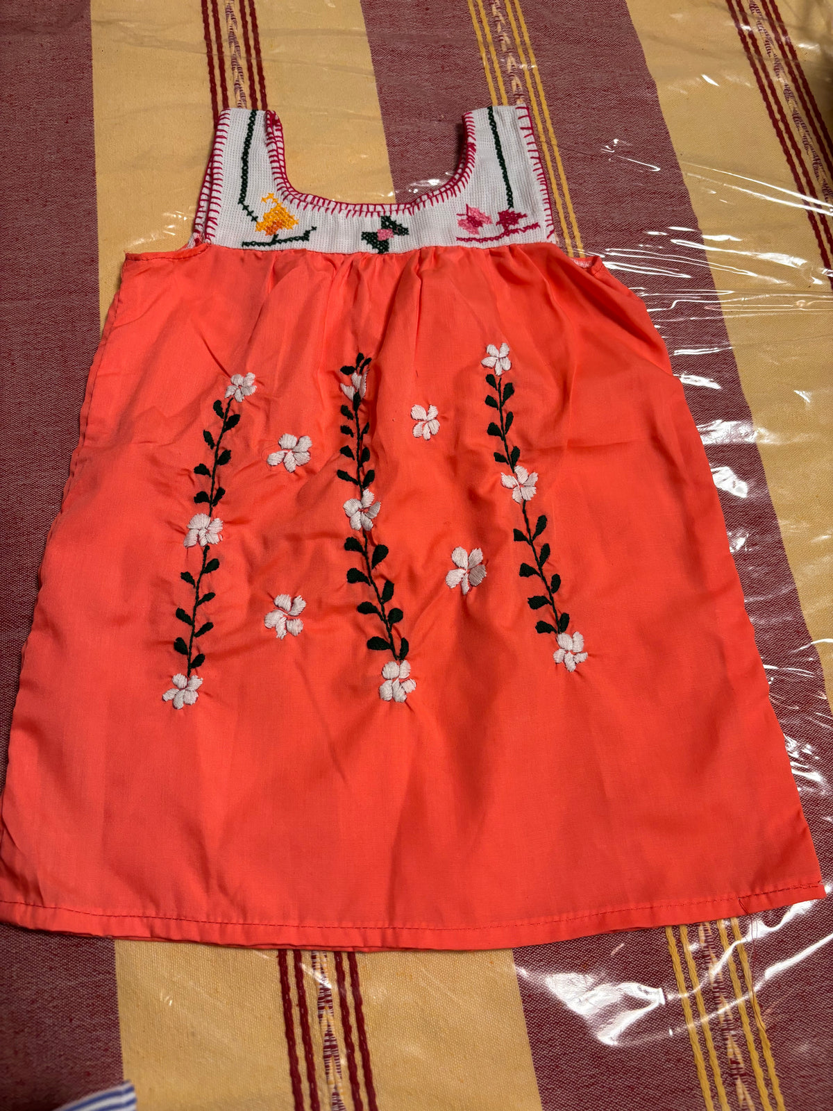 Vestidos De Niña Bordados- Modelos Unicos -Naranja y Azul