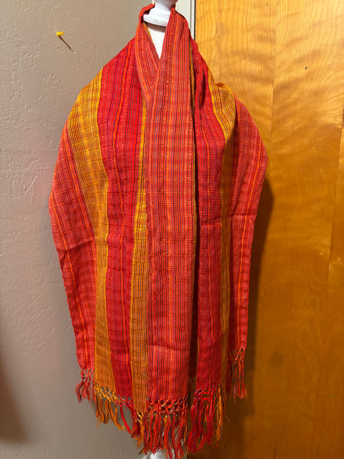 Rebozo De Telar - Naranja Con  Dorado