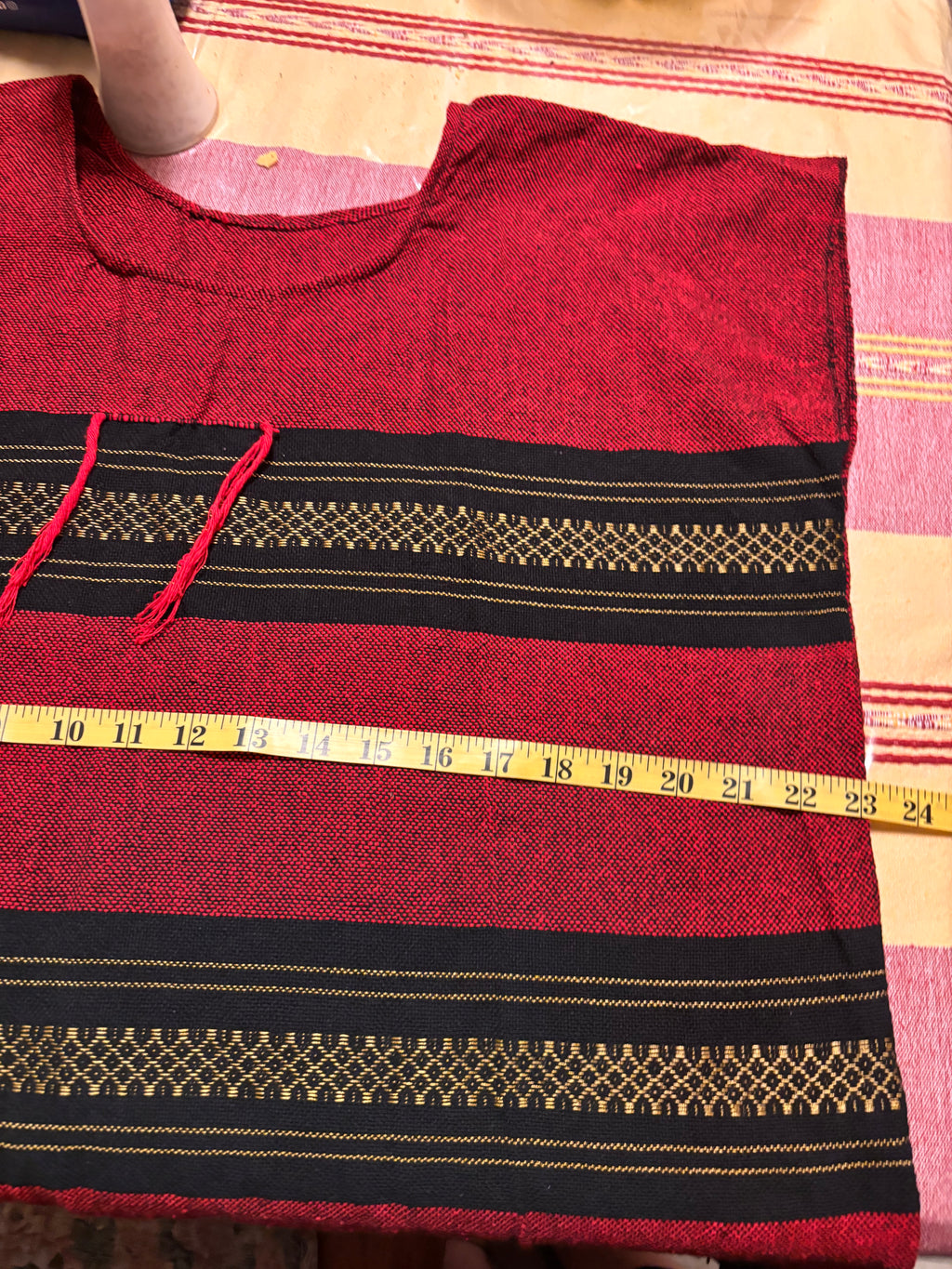 Blusa De Telar Oaxaqueña - Rojo Con Negro- Modelo Único