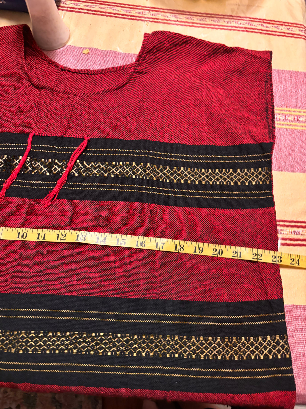 Blusa De Telar Oaxaqueña - Rojo Con Negro- Modelo Único