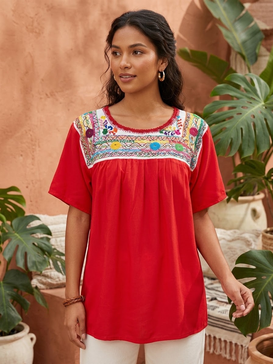 Blusas Deshiladas Oaxaqueñas-Amarillo y Roja-Modelos Únicos