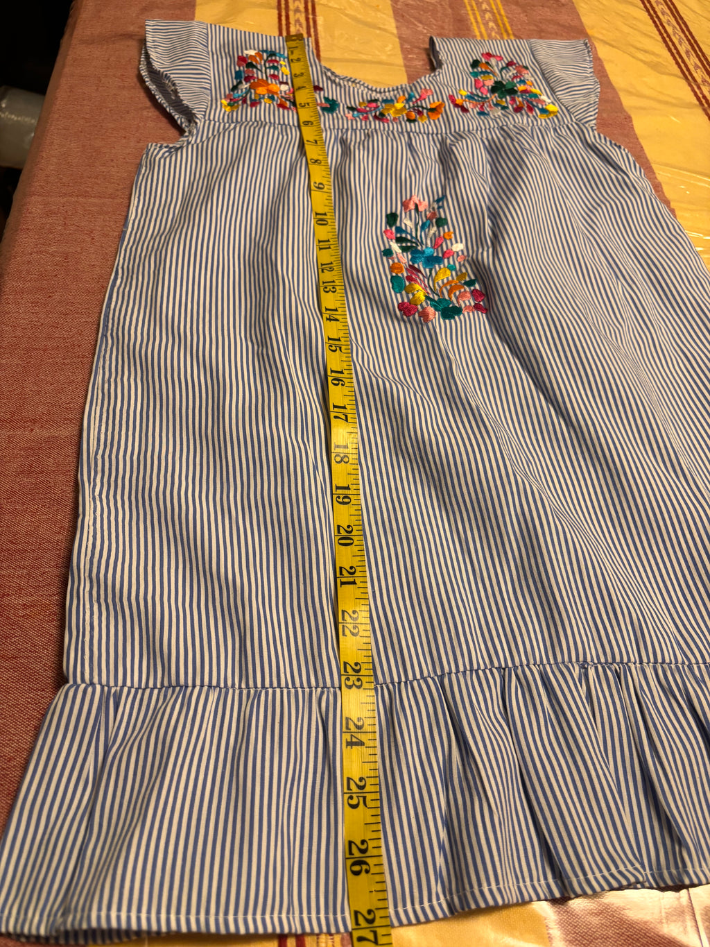 Vestido Niña de Algodón Rayado con Bordado – Talla 4