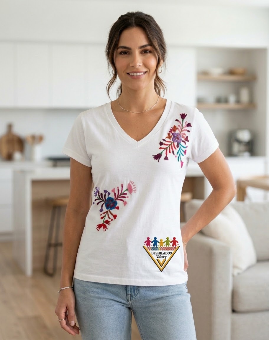 Playera Bordada De Pensamientos-Blanca