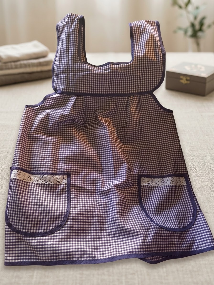 Mandil a Cuadritos Morado / Purple Checkered Apron