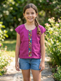 Blusa De Niña Deshilada -Fuchsia