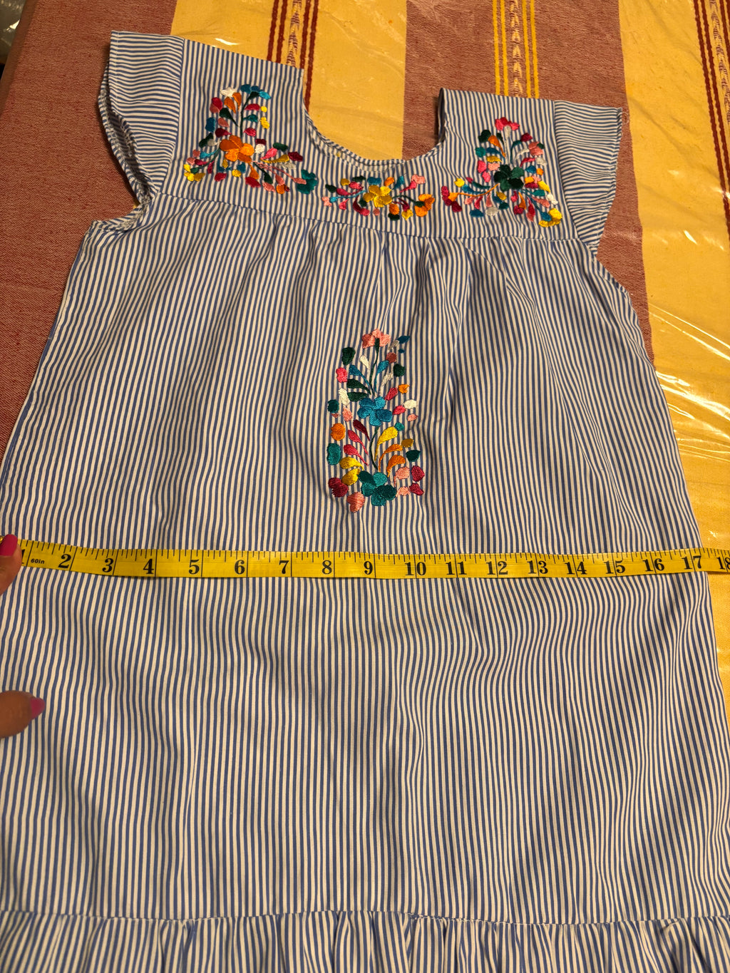Vestido Niña de Algodón Rayado con Bordado – Talla 4