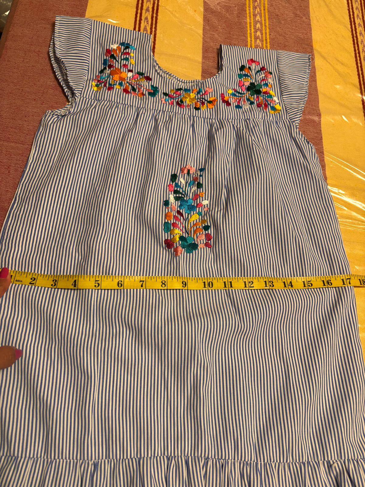 Vestido Niña de Algodón Rayado con Bordado – Talla 4