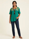 Blusa Deshilada Con Dorado -Modelo Único