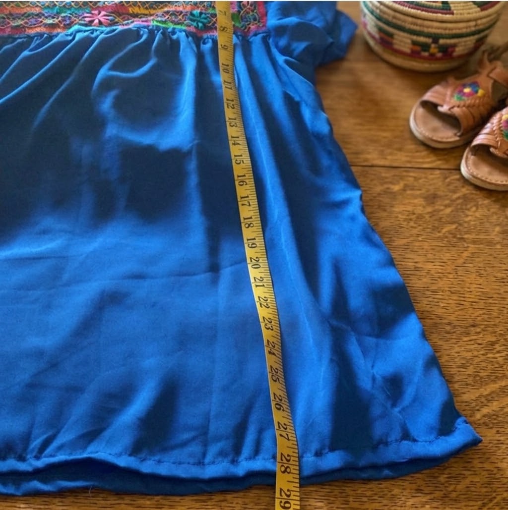 Blusa Deshilanda Oaxaqueña ~Azul ~Modelo Único