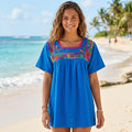 Blusa Deshilanda Oaxaqueña ~Azul ~Modelo Único