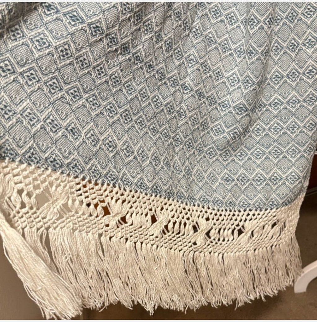 Rebozo De Telar Oaxaqueño ~ Azul Claro ~pieza Única