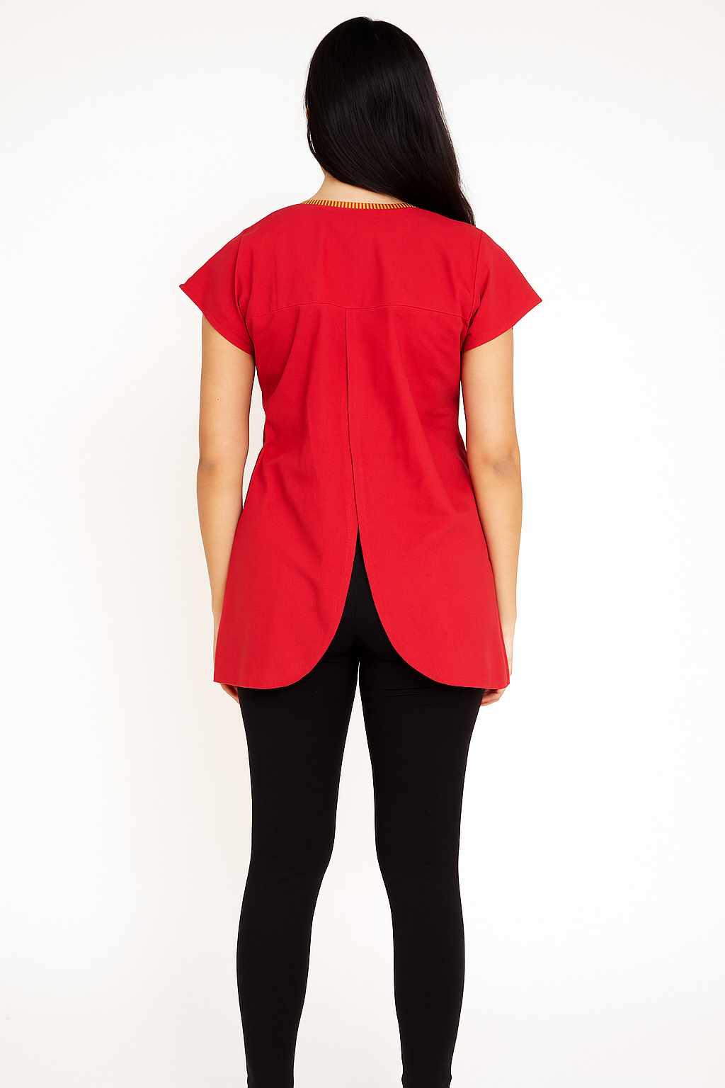 Blusa Roja Bordada con Hilo de Seda Abierta por Detrás – Talla L