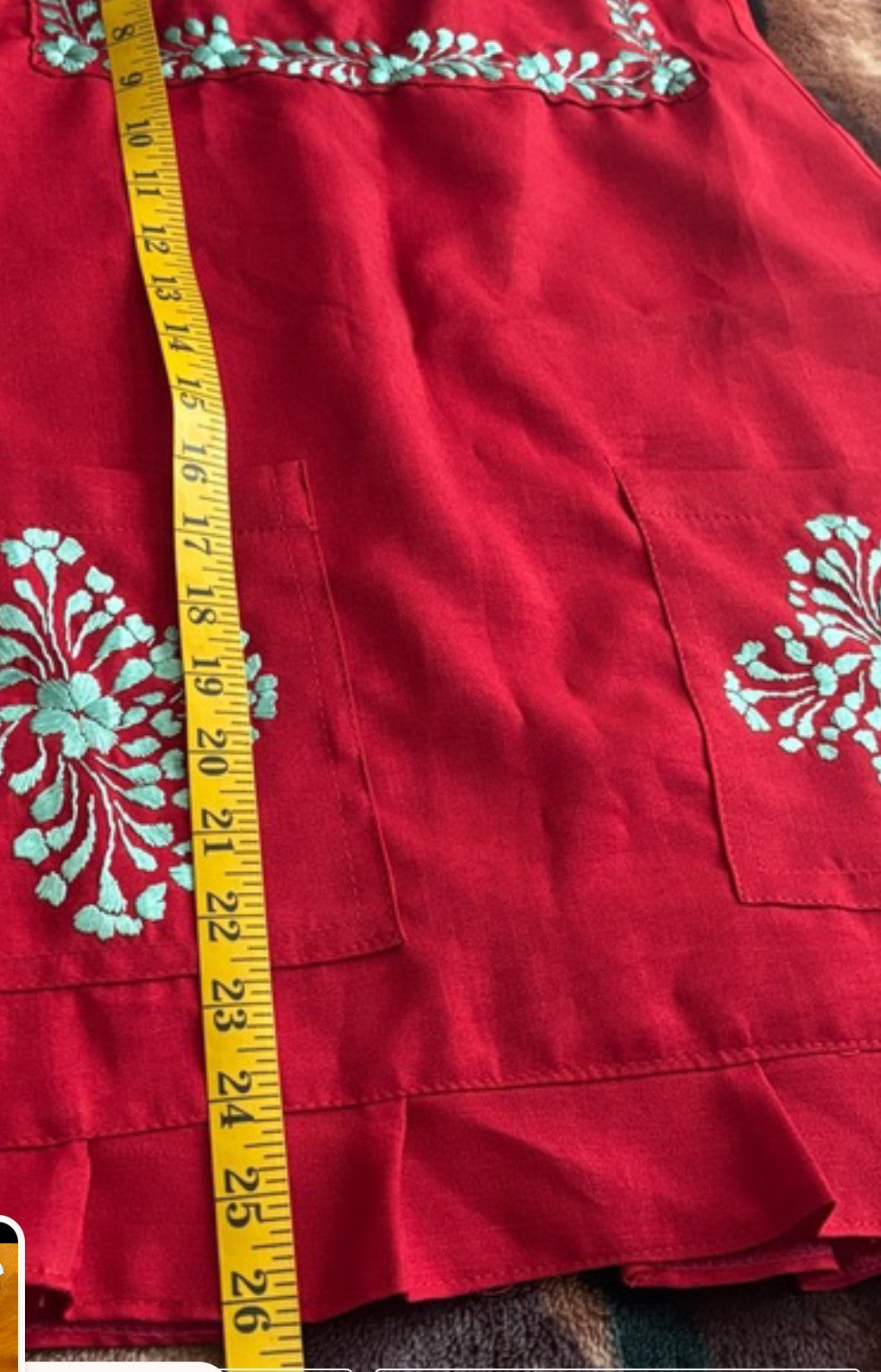 Mandil Bordado Oaxaqueño- Modelo Único -Rojo