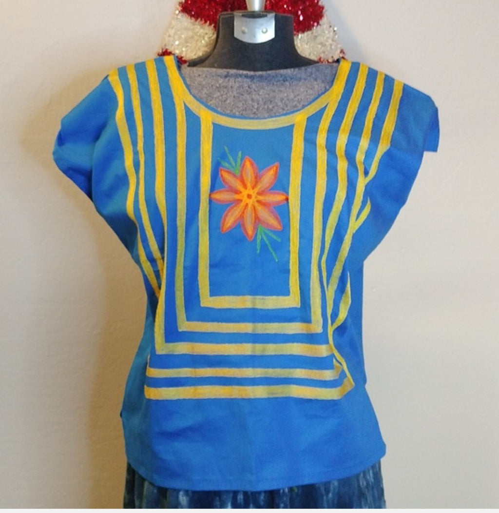 Blusa Oaxaqueña ~Azul Cielo ~Modelo Único