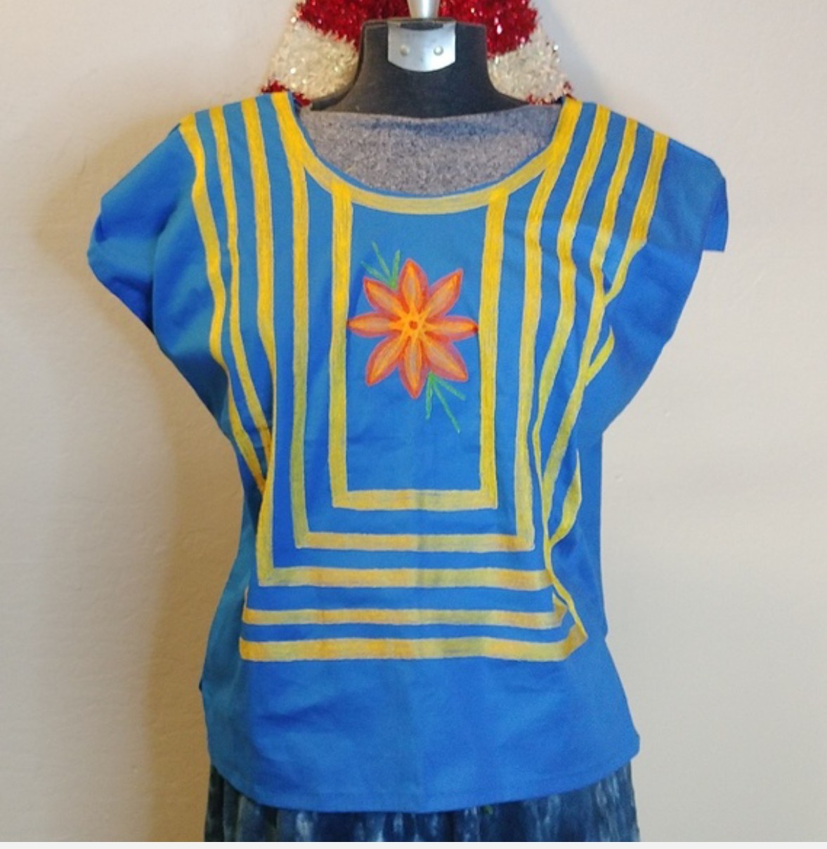 Blusa Oaxaqueña ~Azul Cielo ~Modelo Único