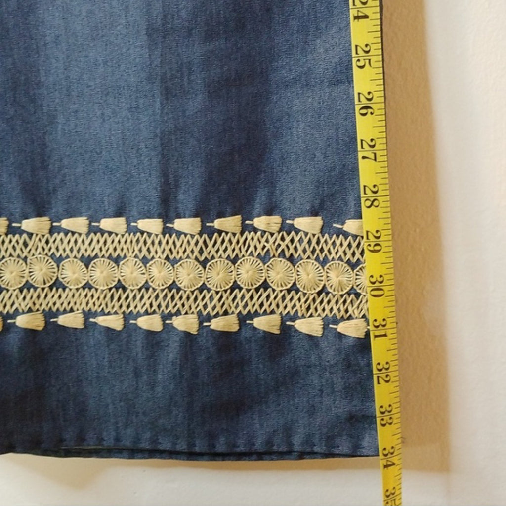 Vestido Recto Bordado Oaxaqueño ~Navy ~Modelo Único
