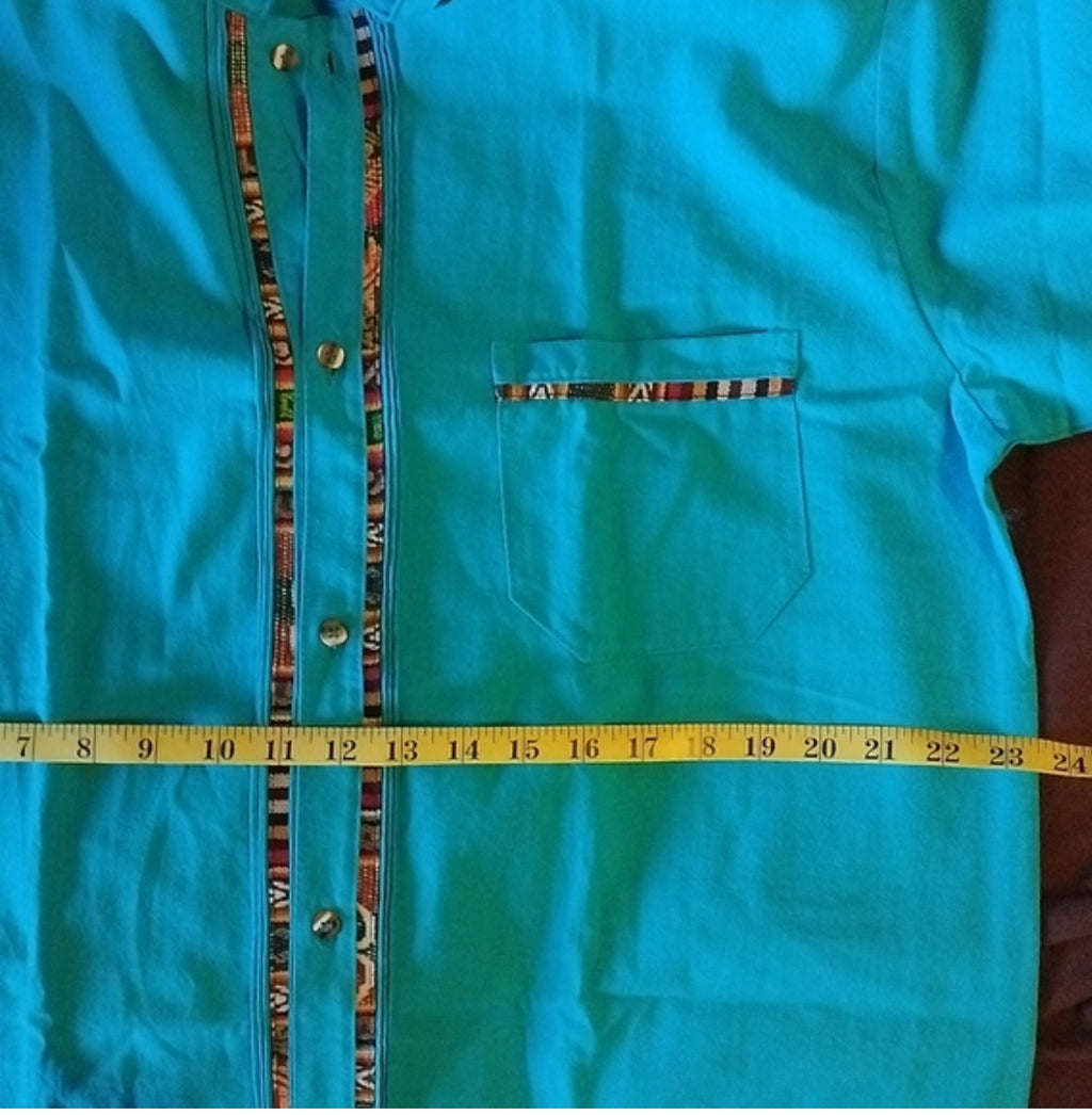 Camisa De Manta Oaxaqueña ~Modelo Único ~Azul