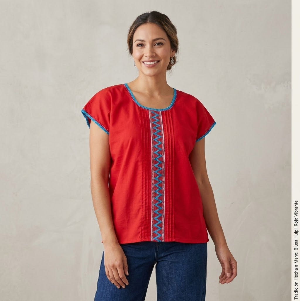 Blusas Deshilandas Oaxaqueñas ~Roja Y Azul