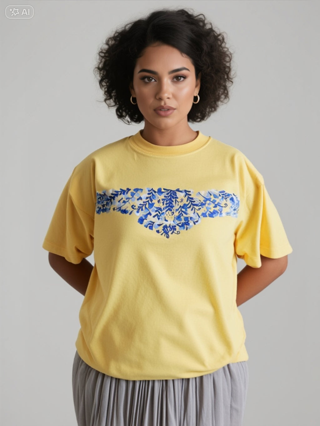 Playera Bordada Oaxaqueña ~Amarilla ~Modelo Único
