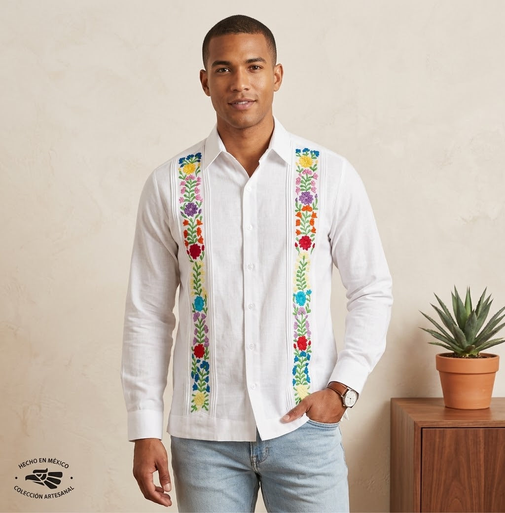 Camisa Bordada Oaxaqueña~ Pieza Única ~blanca