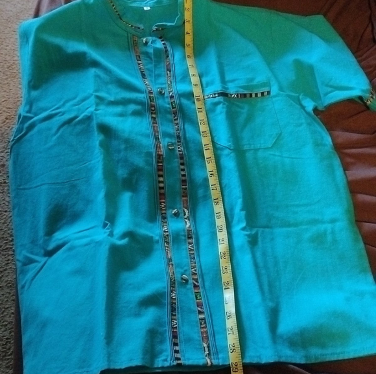 Camisa De Manta Oaxaqueña ~Modelo Único ~Azul