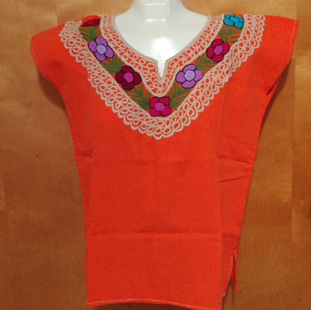 Blusa Bordada Oaxaqueña ~Naranja ~Modelo Único