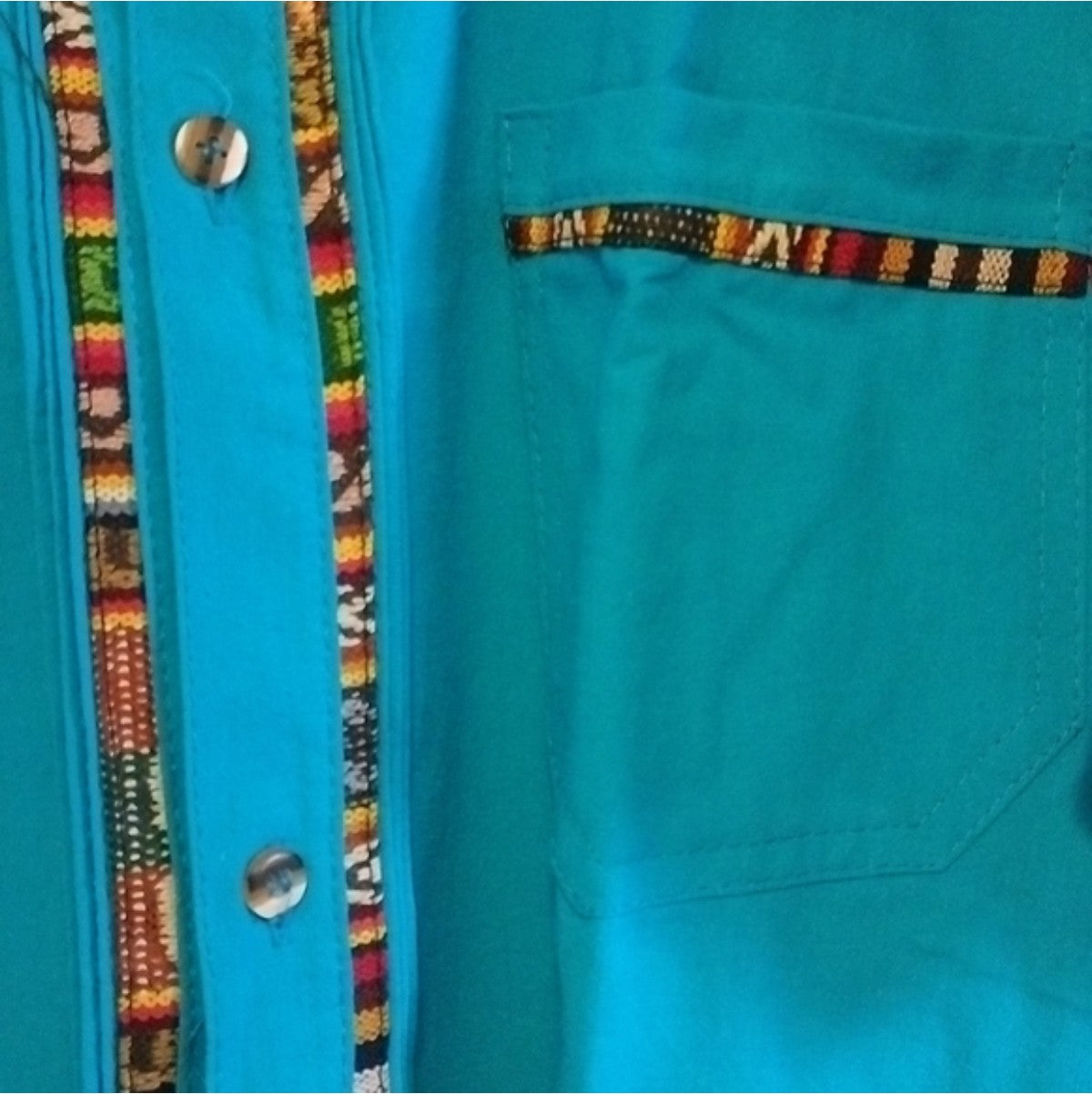 Camisa De Manta Oaxaqueña ~Modelo Único ~Azul