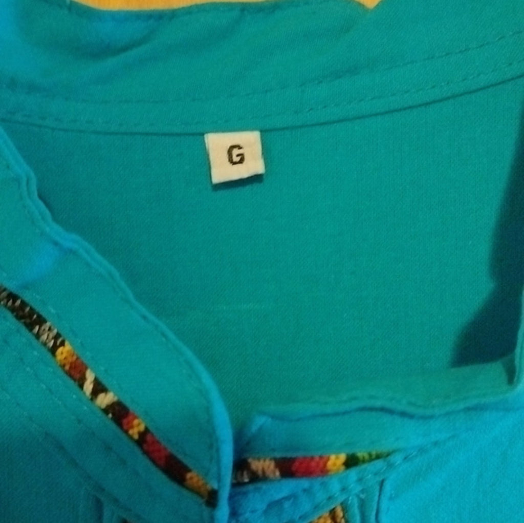 Camisa De Manta Oaxaqueña ~Modelo Único ~Azul